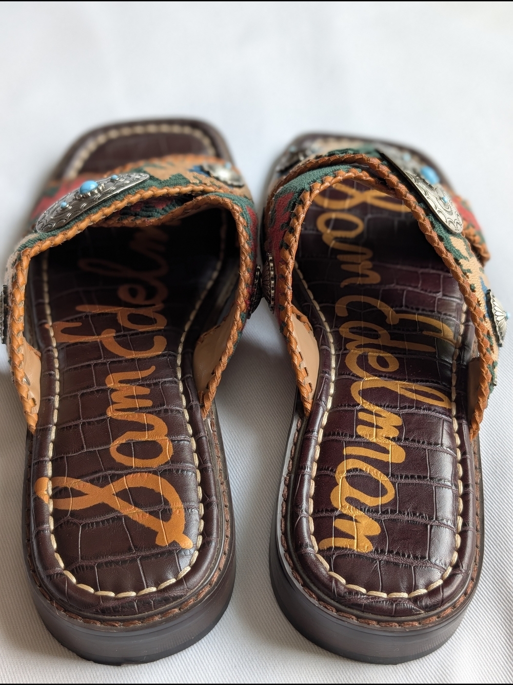 Sam Edelman Hagen Boho Western Criss Cross Slide Sandals Size 7 - Picture 3 of 9